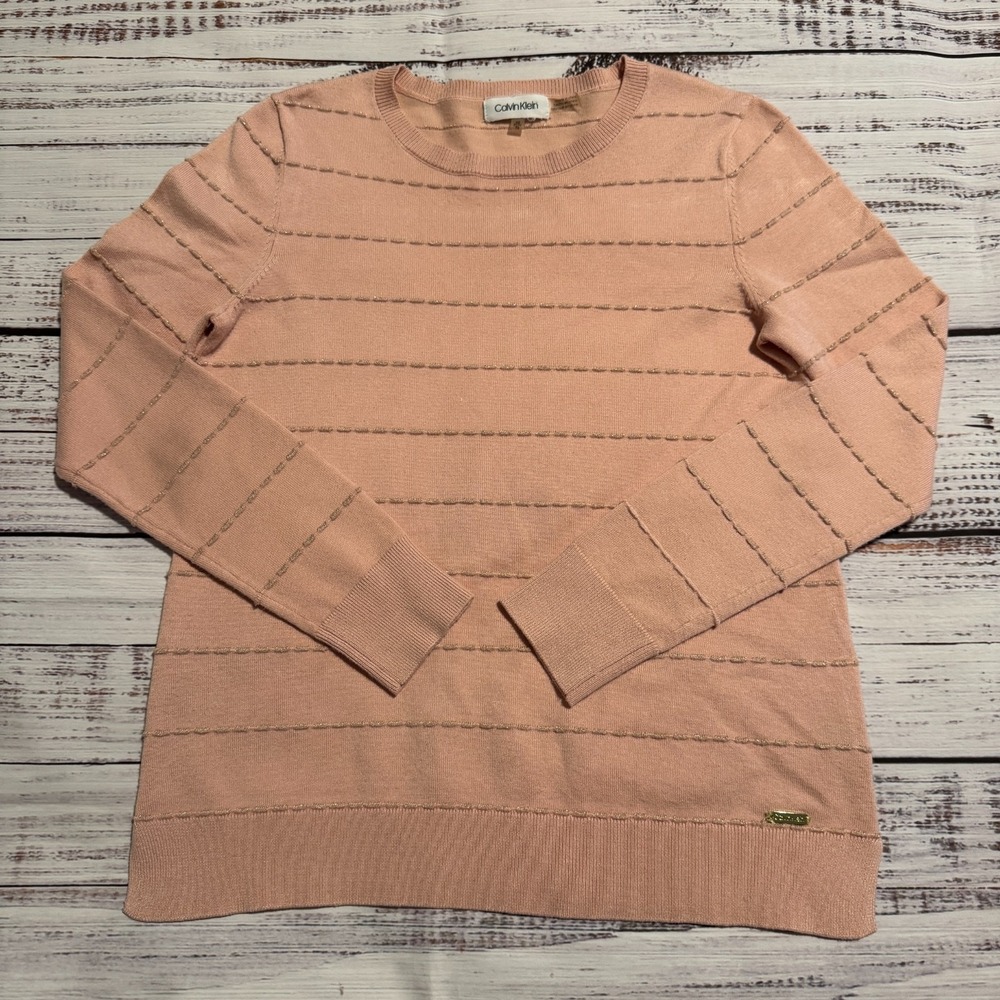 Calvin Klein Pink Knitted Long Sleeve Pullover Sweater‎ Women's Size XS